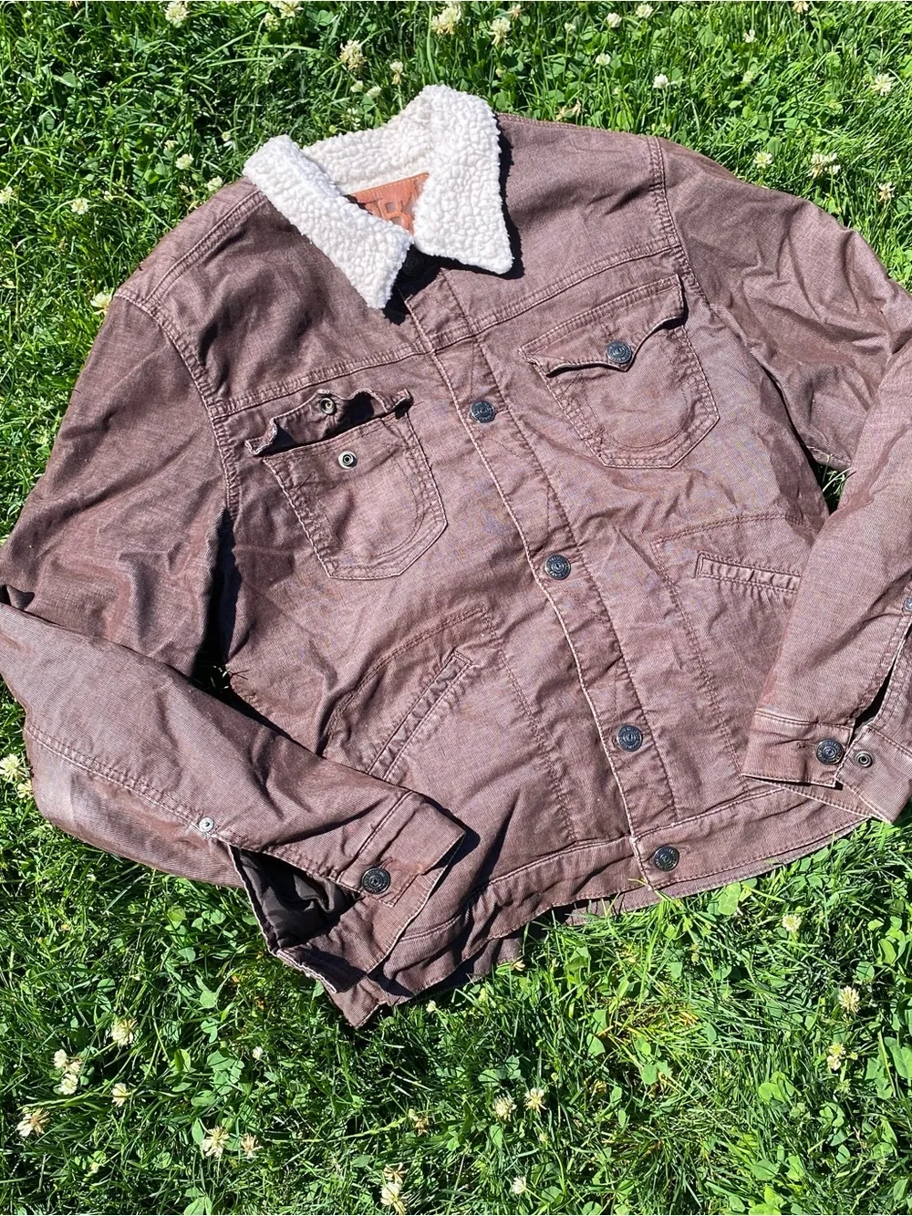 True Religion Men's Brown Sherpa Collar Jacket